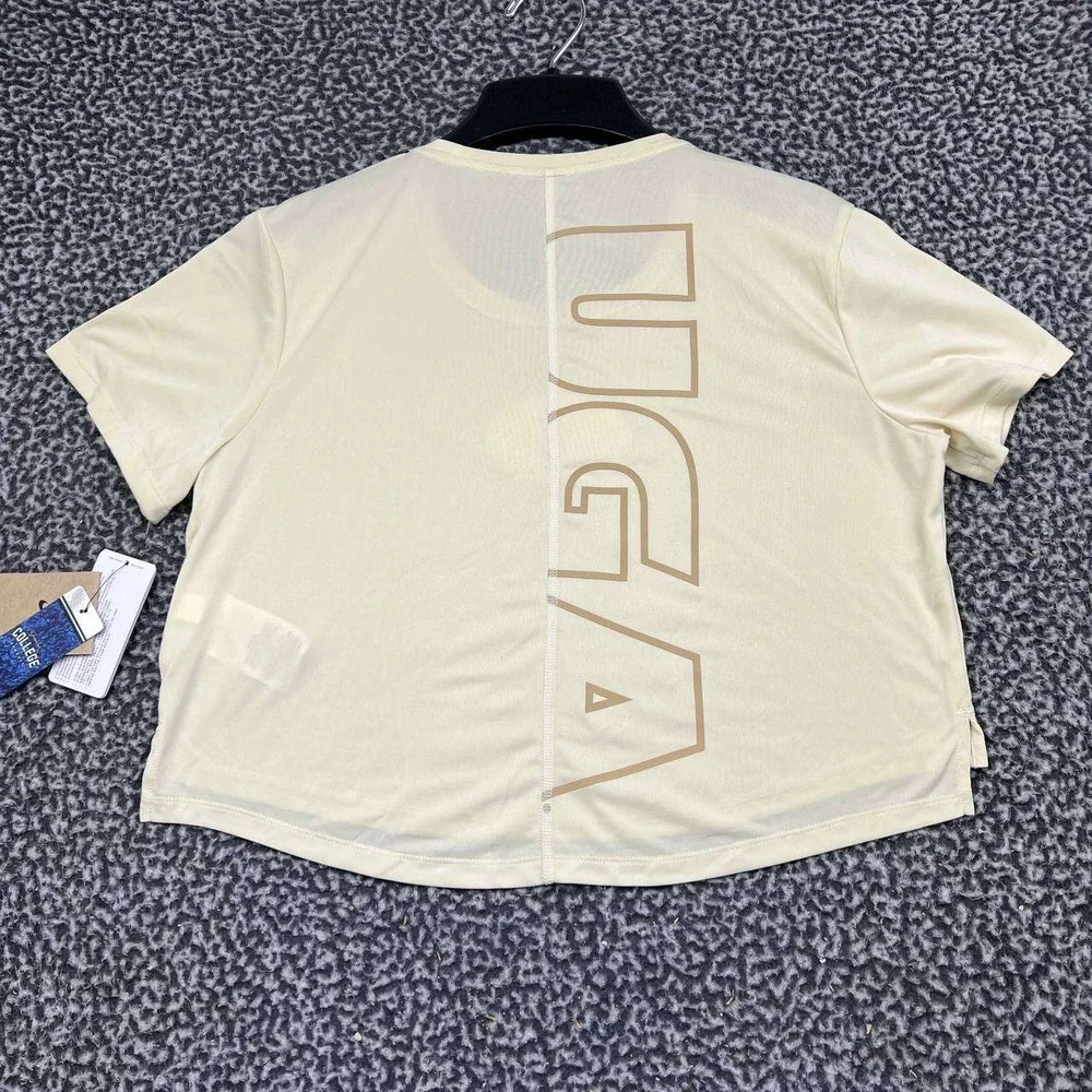 Nike Georgia Bulldogs UGA Dri-FIT Crop Top Women Medium Cream Short Sleeve New M